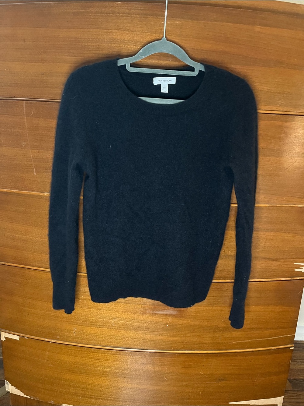 Nordstrom 100% Cashmere Black Crewneck Sweater Size Medium